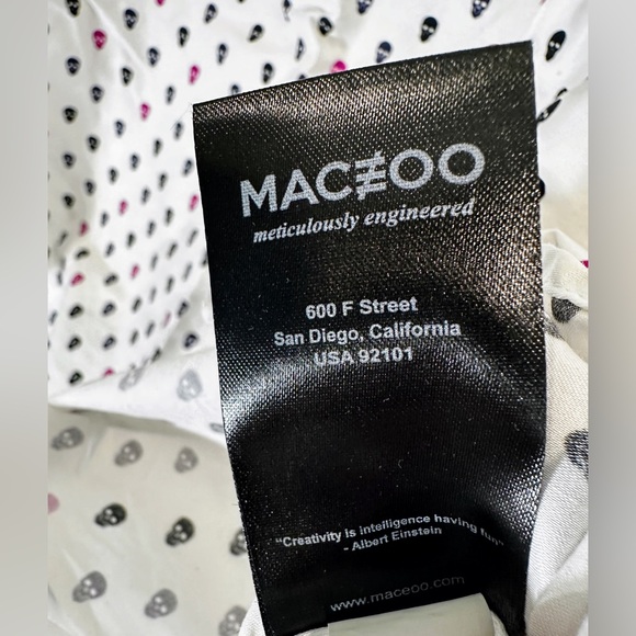 Maceoo Shirt Med White Italian Cotton Short Sleeve Galileo Skull Maczoo Purple - Picture 10 of 12